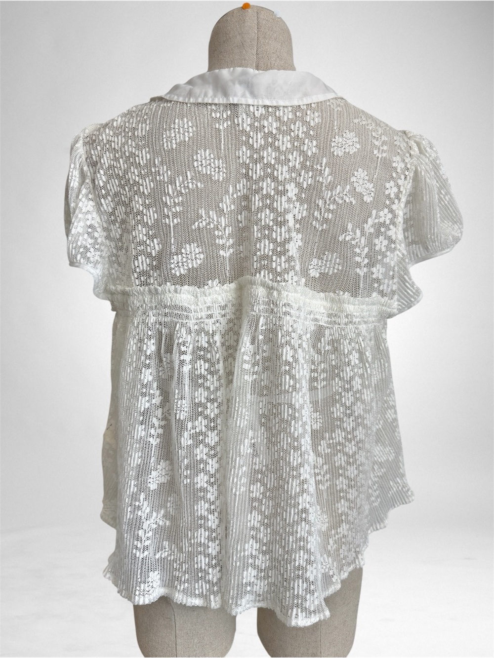 Maeve by Anthropologie Short Sleeve Sheer Lace Babydoll Blouse | Size L - Picture 3 of 9
